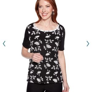 Alfred Dunner Petite Embellished Floral Top!